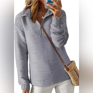 Gray Textured Quarter-Zip Pullover * NWOT